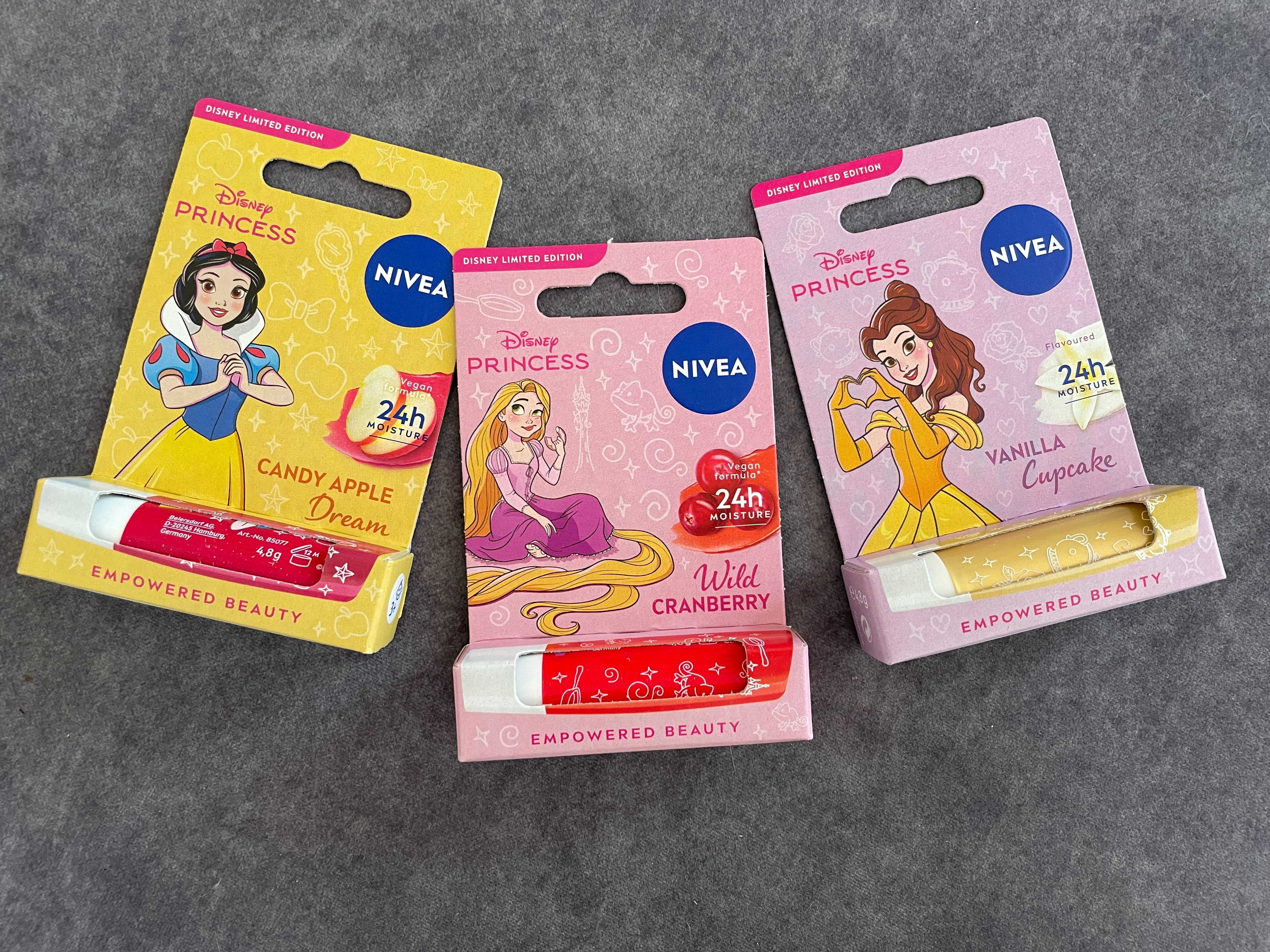 Zestaw 3 pomadek Nivea księżniczki Disney