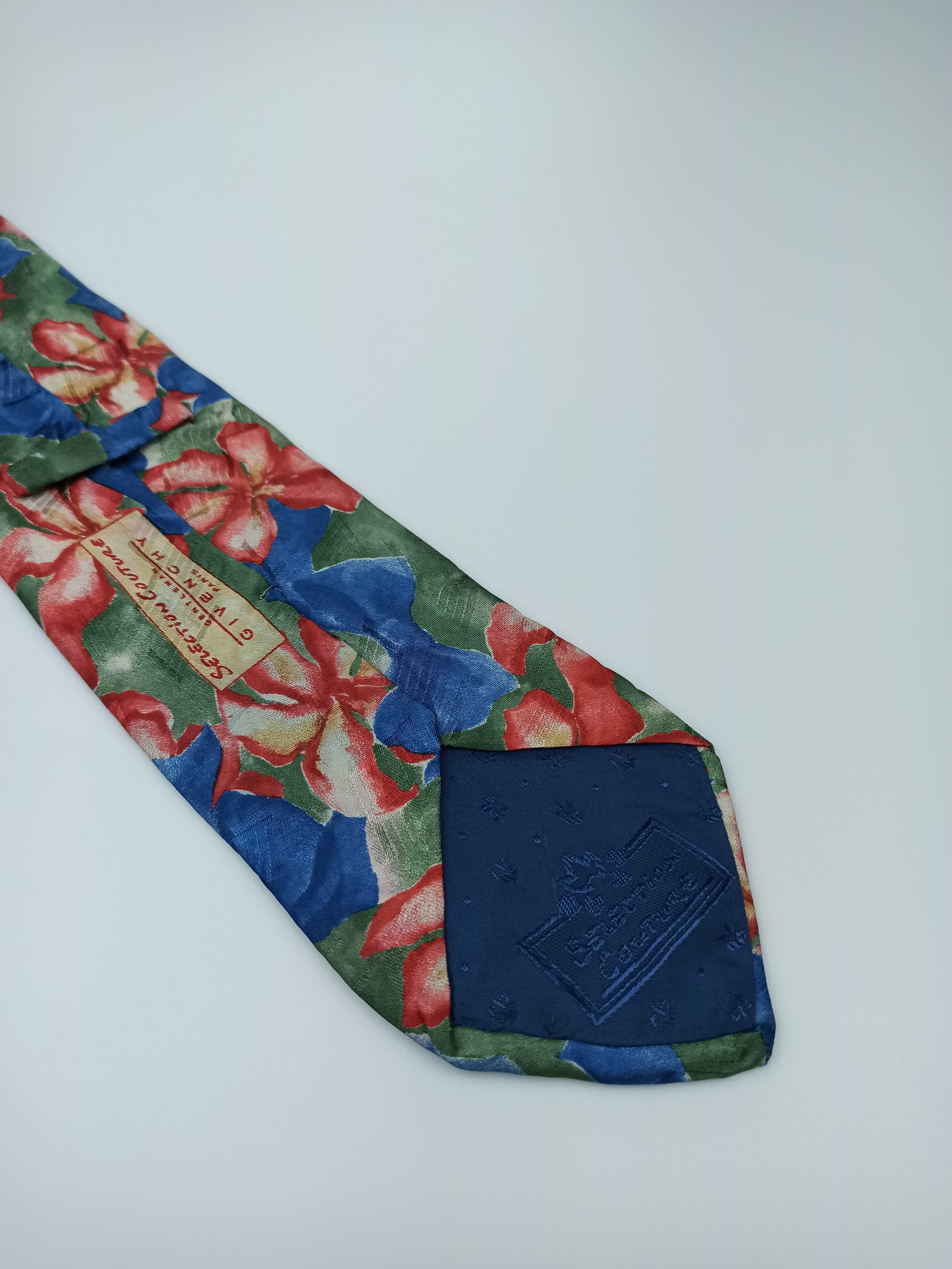 Givenchy niebieski jedwabny krawat w kwiaty wa33