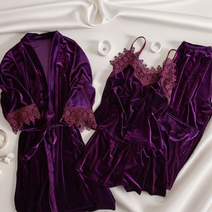 Жіноча піжама | комлект з 4 речей | оксамитова піжама