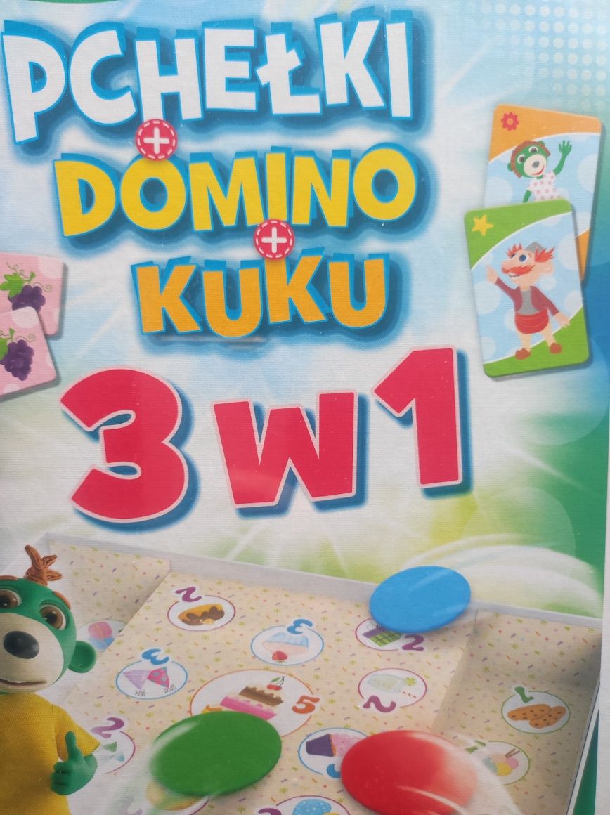 Nowa zafoliowana gra pchełki domino akuku Trefl 3w1