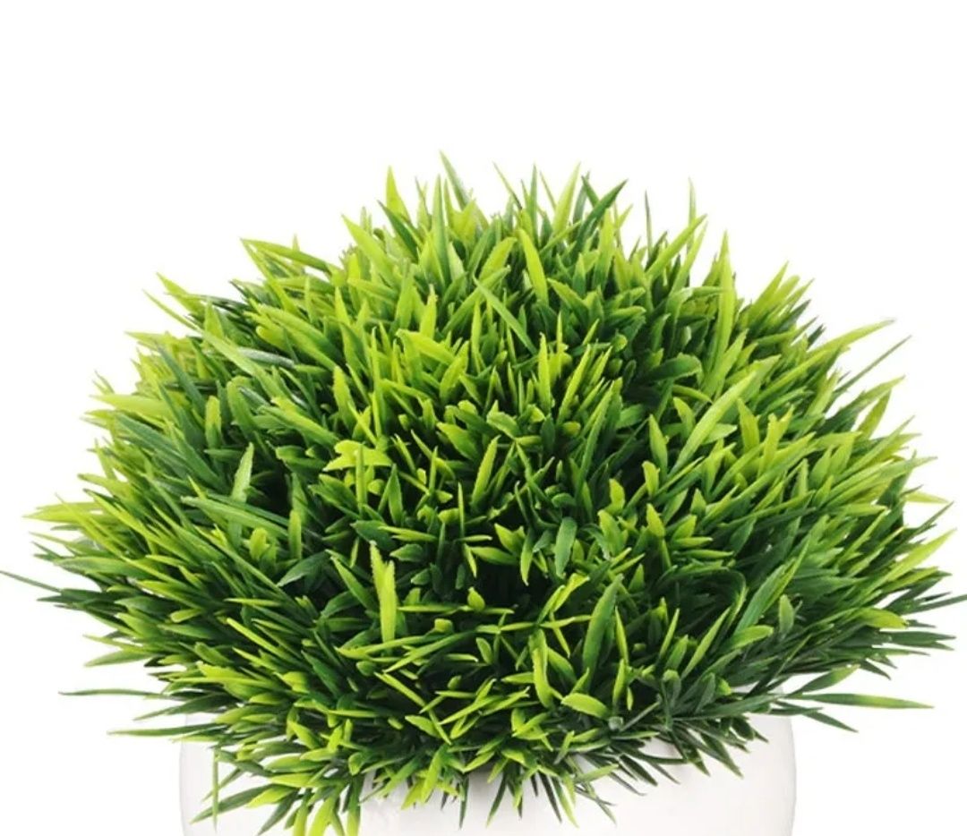 Штучна рослина в горщику - зелена травка, зелений