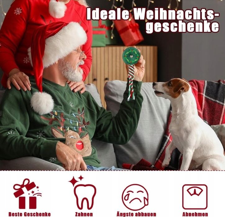 4 sztuki Zabawka dla psa piszcząca Bożonarodzeniowa