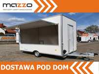 Niewiadów DOSTAWA 360x203x230! Przyczepa HANDLOWA Gastronomiczna dwuosiowa H13361H Ściany z LAMINATU! Jedno okno Koła 13C!  Przyczepa gastronomiczna długość 3,6m DMC 1300kg