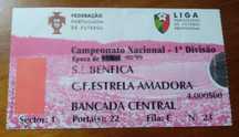 Bilhete antigo do jogo Benfica - E. Amadora
