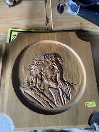 Obraz Jezus rzeźbiony w drewnie