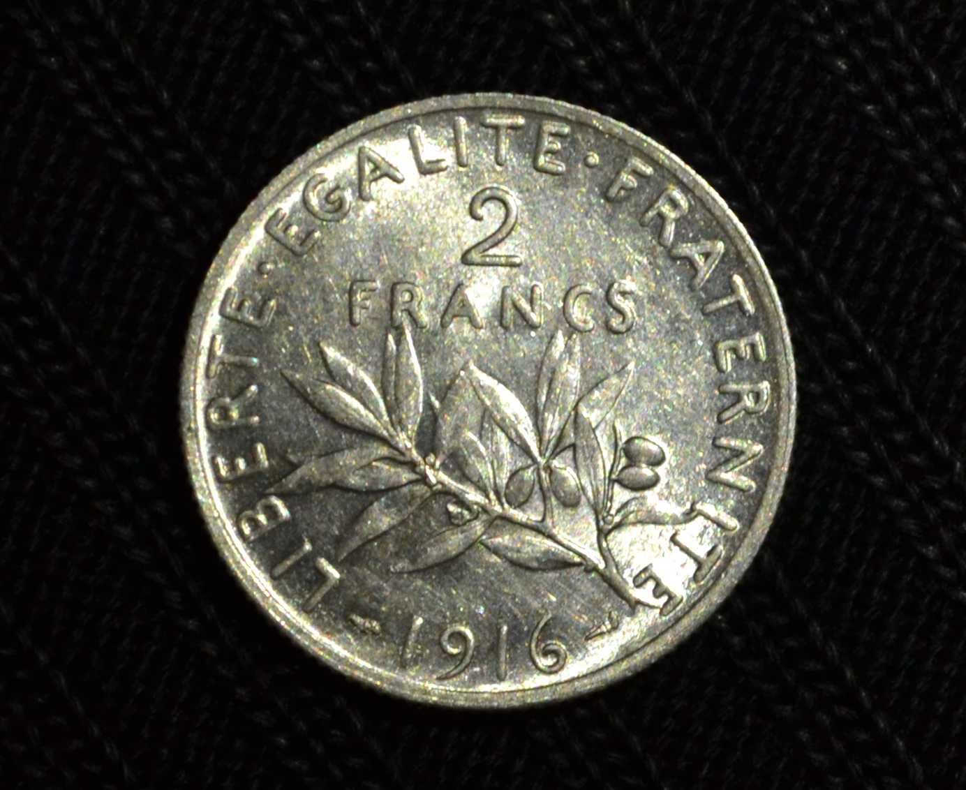 монета 2 франка 1916 Франція Срібло Штемпельний блиск