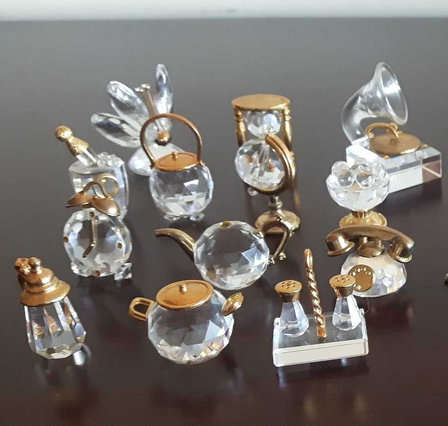 Miniaturas de Cristal e metal dourado