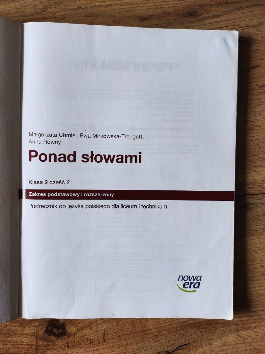 "Ponad słowami"-podręcznik do j. polskiego kl. 2 cz. 1 i 2