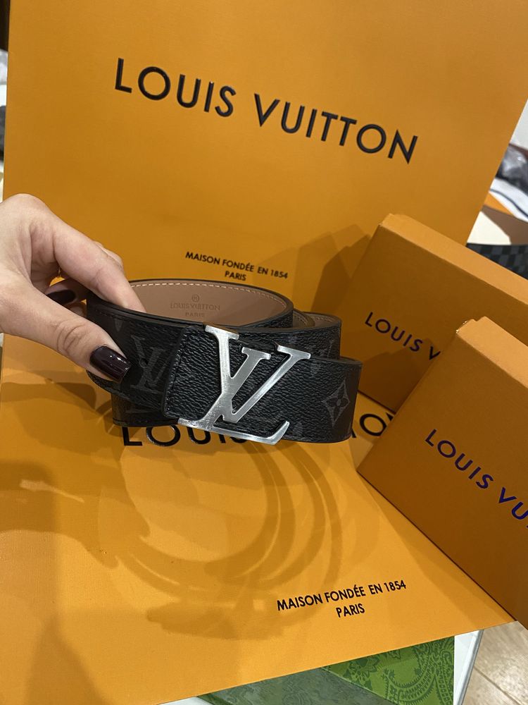 Pasek męski skórzany LV Louis Vuitton Monogram Graphite szary 115 cm