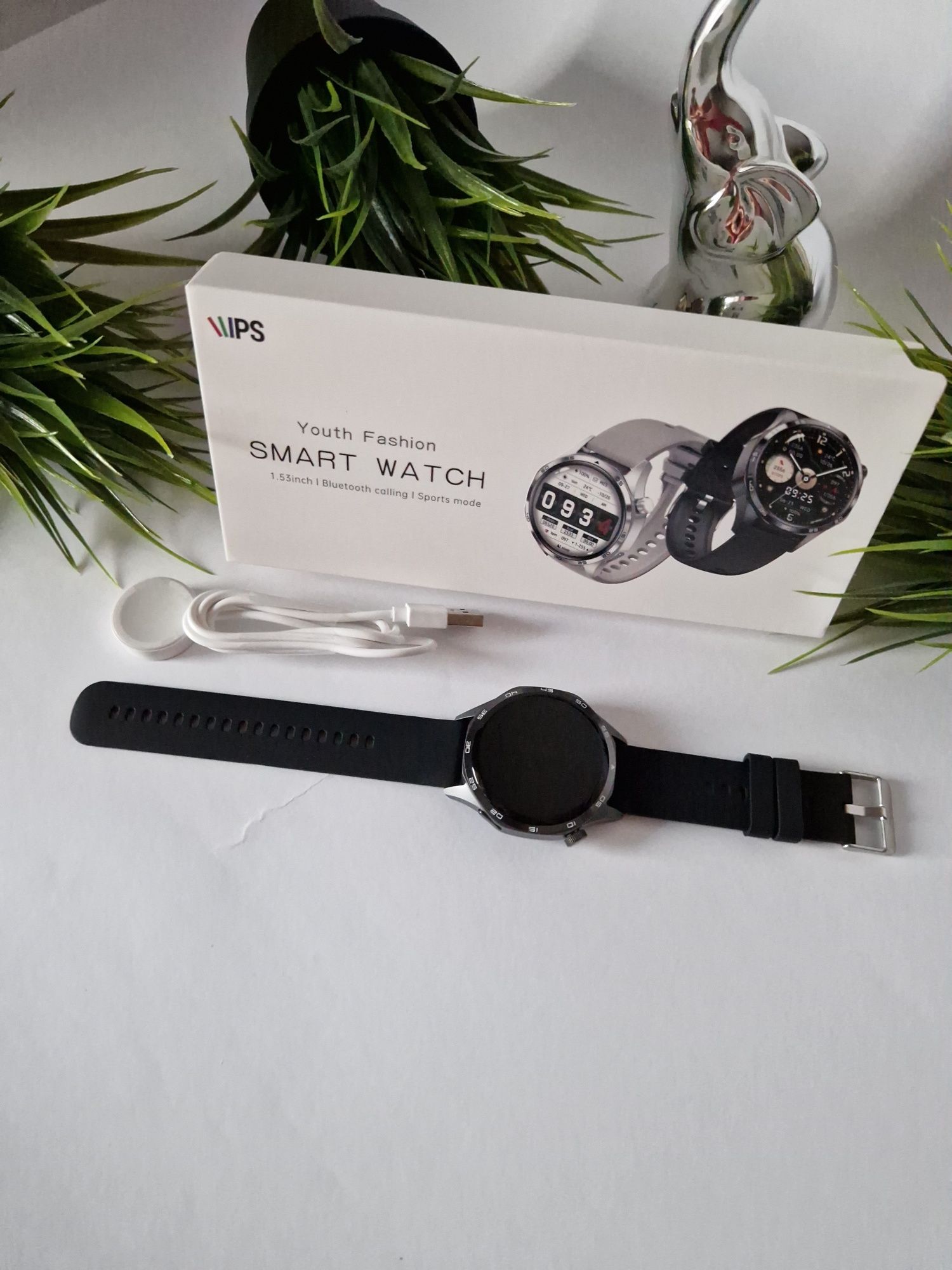 Smartwatch okrągły , pełny komplet