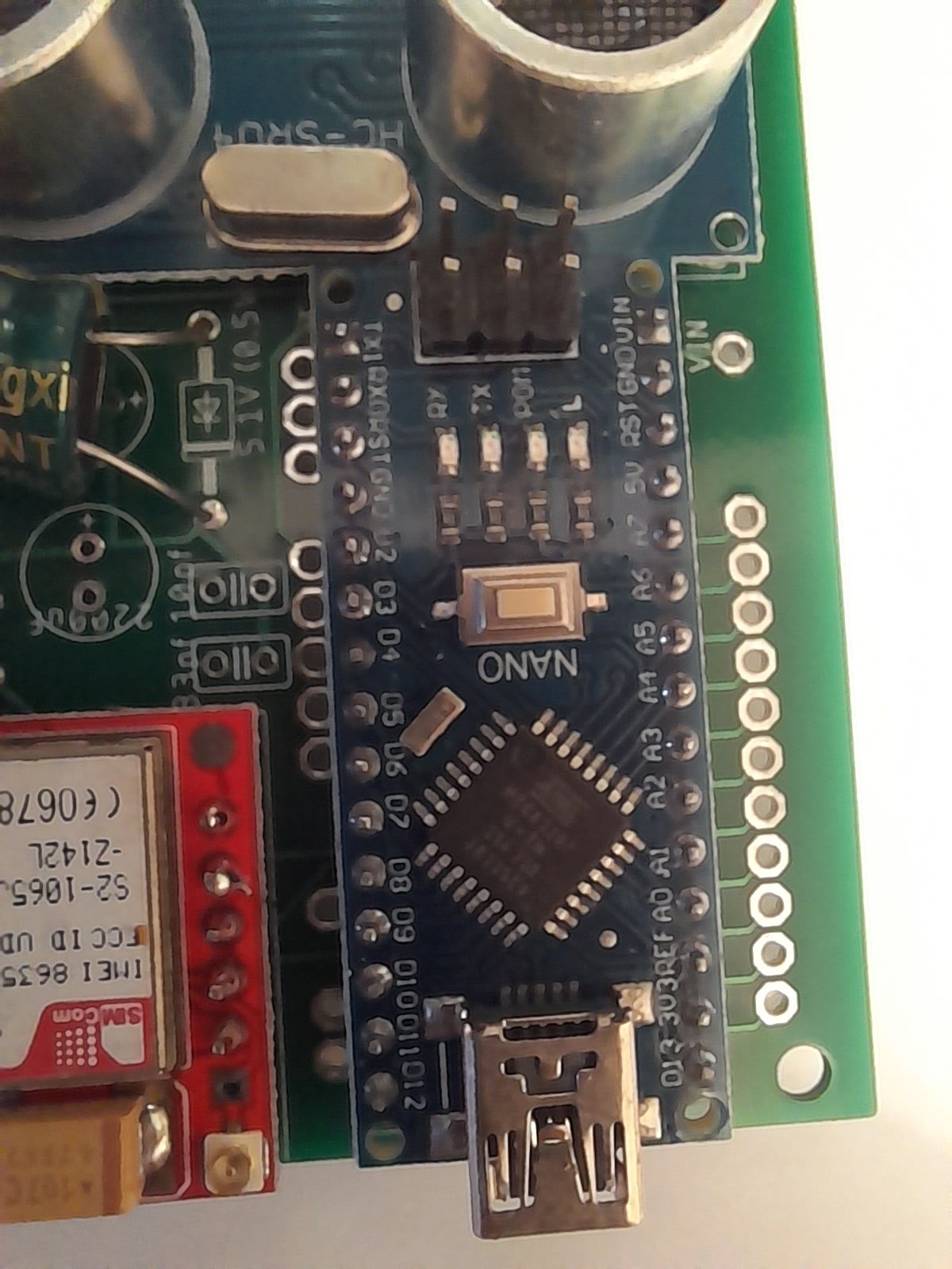 Arduino nano chinol sim800l hc-sr04 układ ładowania ogniwa 18650