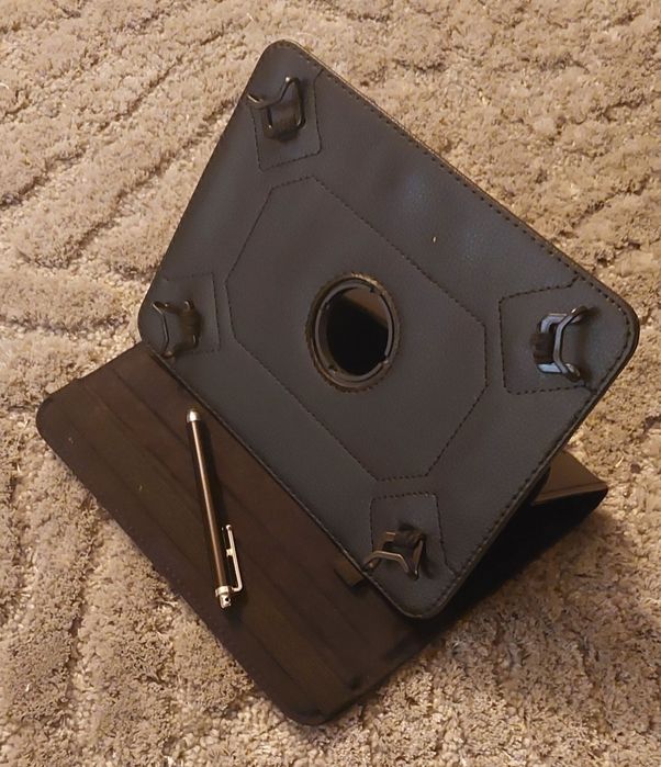 Capa + pen touch para tablet 7' a 8' rotativo 360 graus em couro