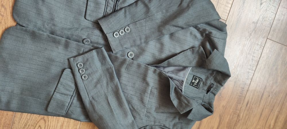 Marynarka chłopiec 128 komunia szara elegancka