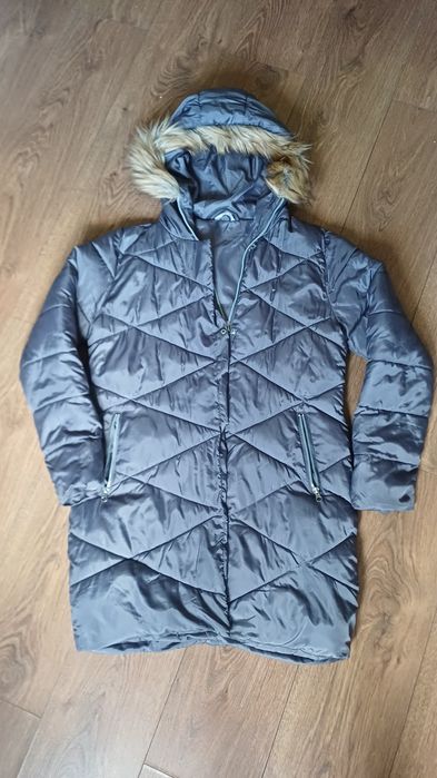 Szary pikowany płaszcz 36/38