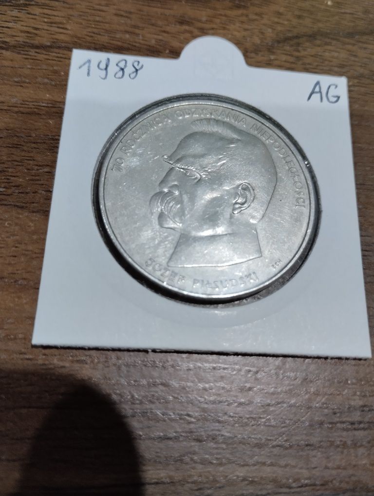 Moneta srebro Piłsudski 1988 srebro