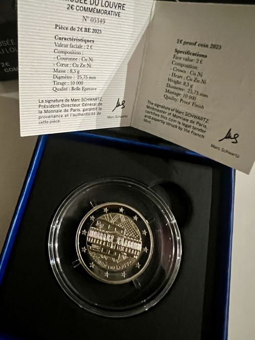 França moeda 2 Euro PROOF 2025 Museu do Louvre