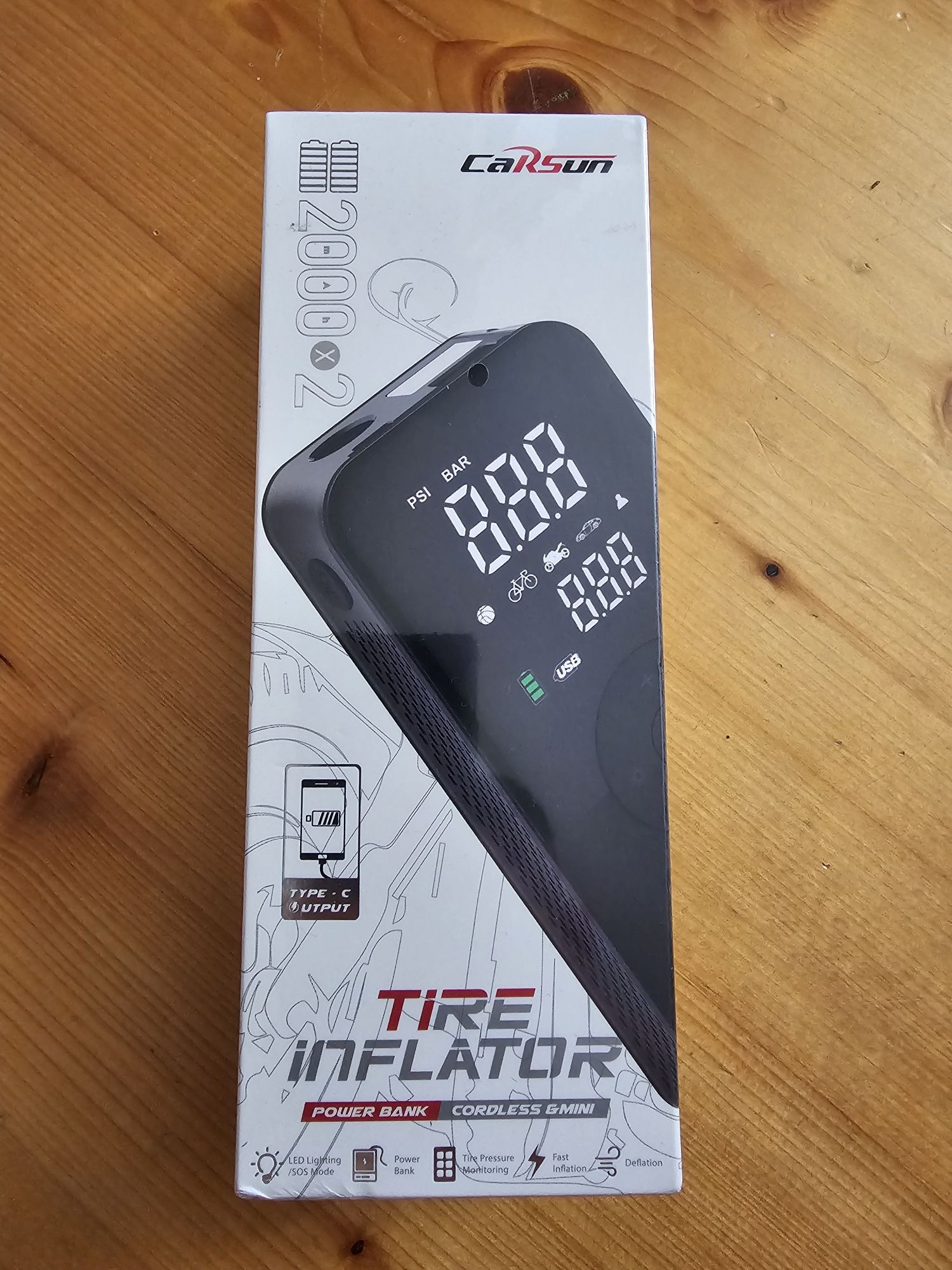 Carsun kompresor pompka akumulatorowa przenośna latarka powerbank