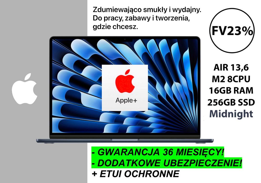 Nowy Apple MacBook Air 13 M2 16GB 256GB SSD 13,6 M4 PL GW-3LATA! FV23%