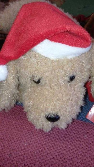 Собачка в новогодней шапочке механика