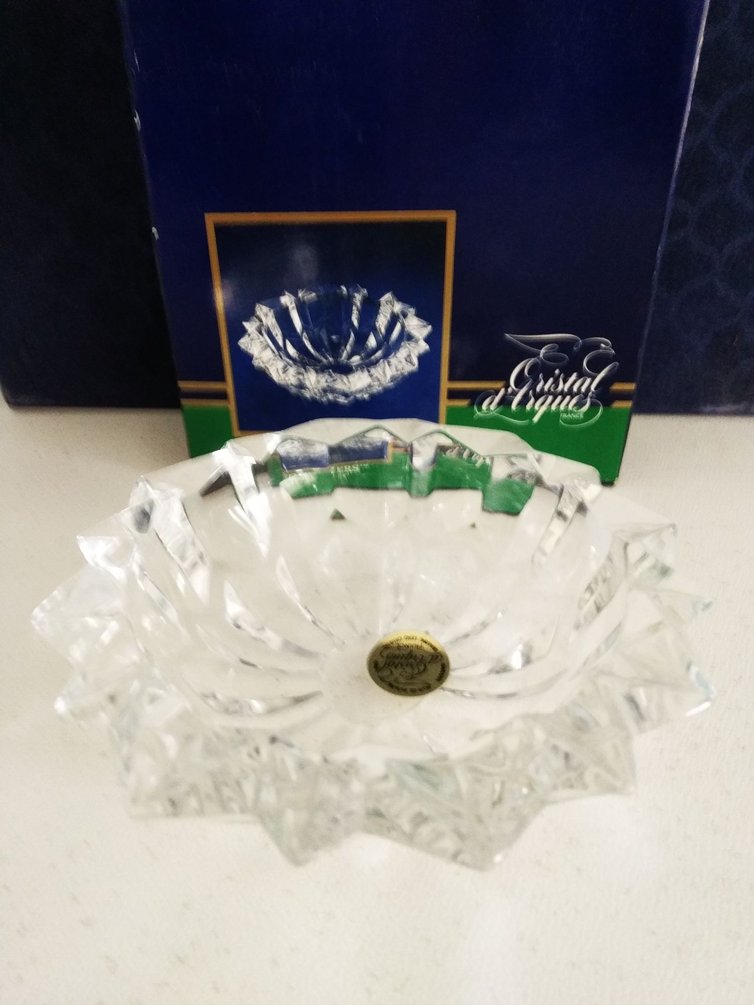 Vintage, guarda-jóias em vidro cristal