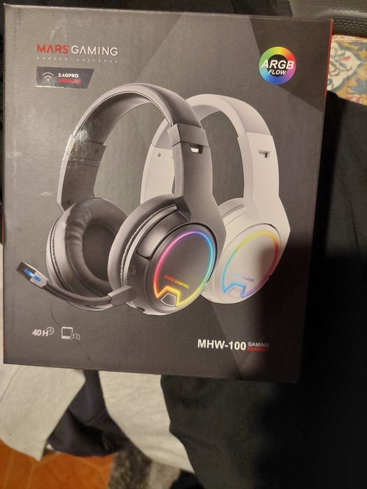 Headset Mars Gaming ARGB MHW-100 Wireless Preto