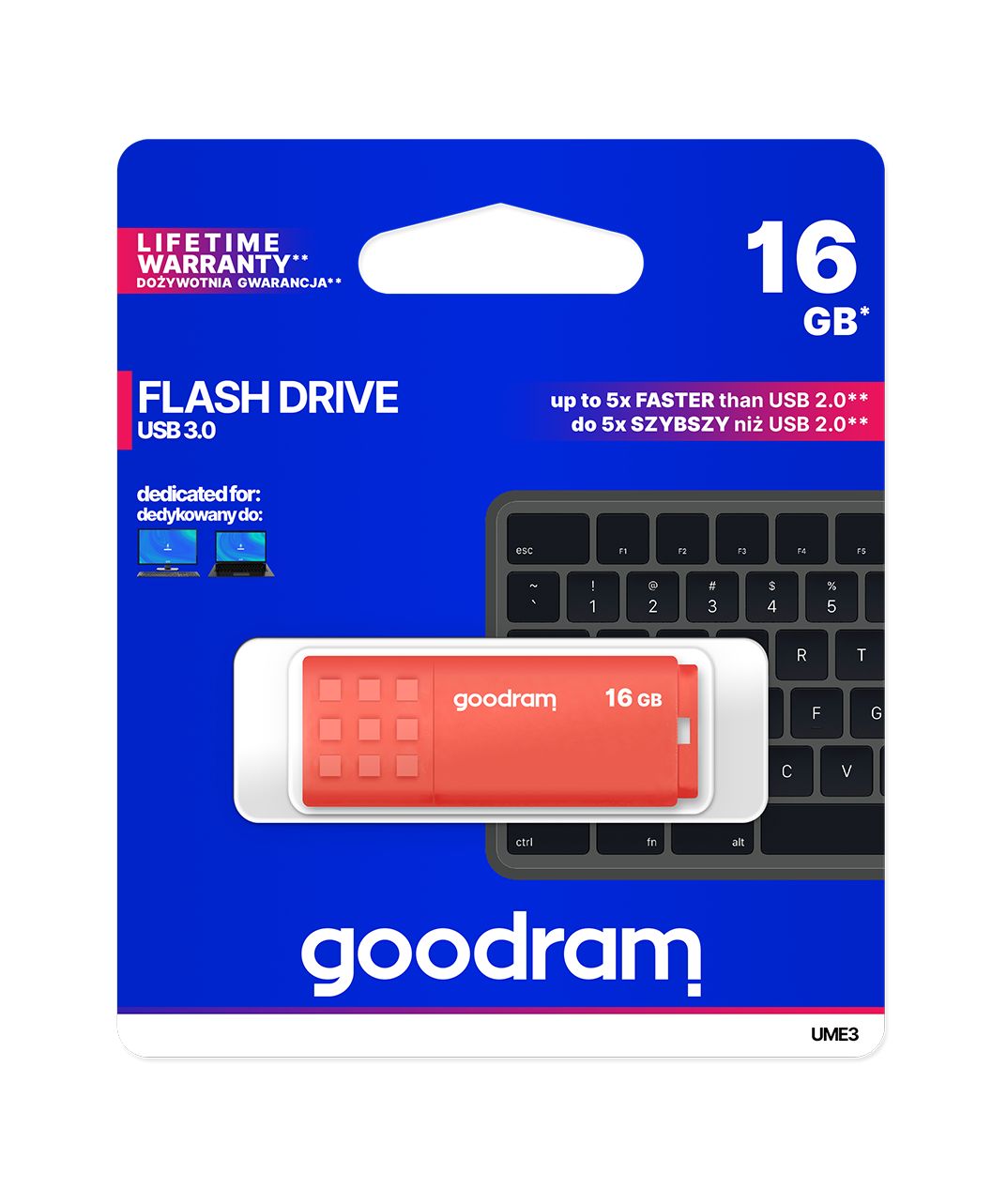 Pendrive Goodram USB 3.0 16GB pomarańczowy