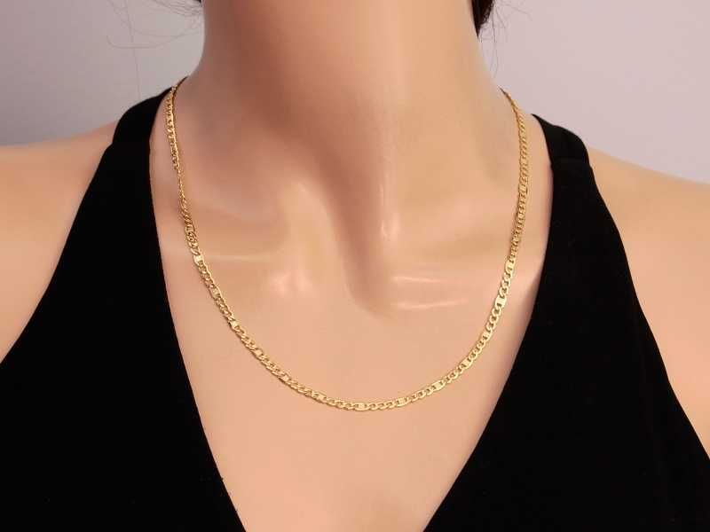 Nowy złoty łańcuszek figaro z ciekawymi dodatkami PR 585 50 cm