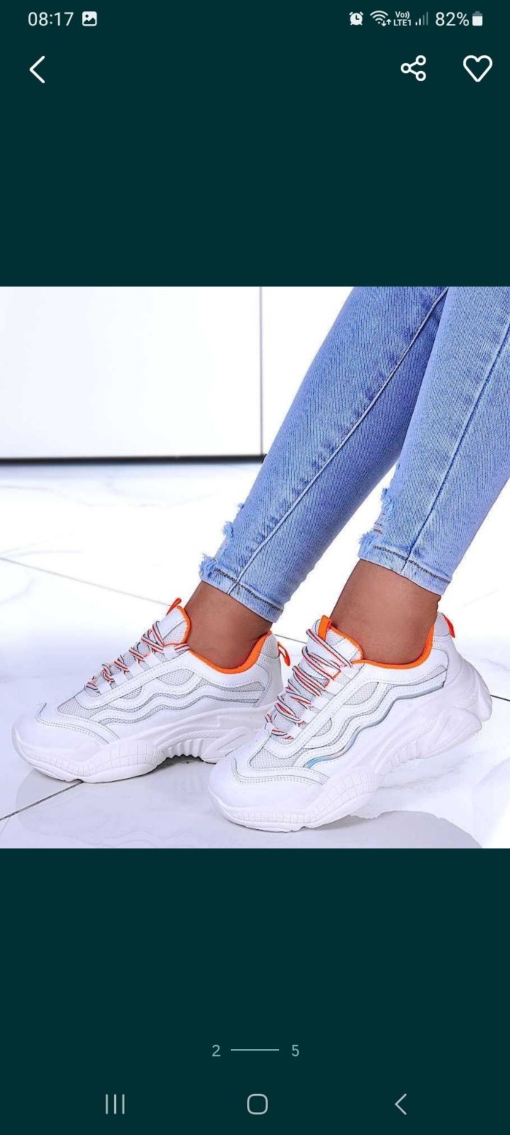 Sneakersy białe z pomarańczowym r 39