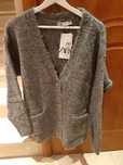 Sweter L szary Zara rozpinany zara woman must have oversize ciepły zim