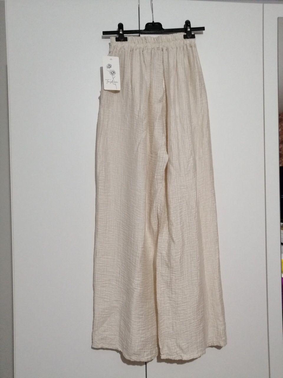 Spodnie beżowe ecru na lato to nylon tencel uni m L xl