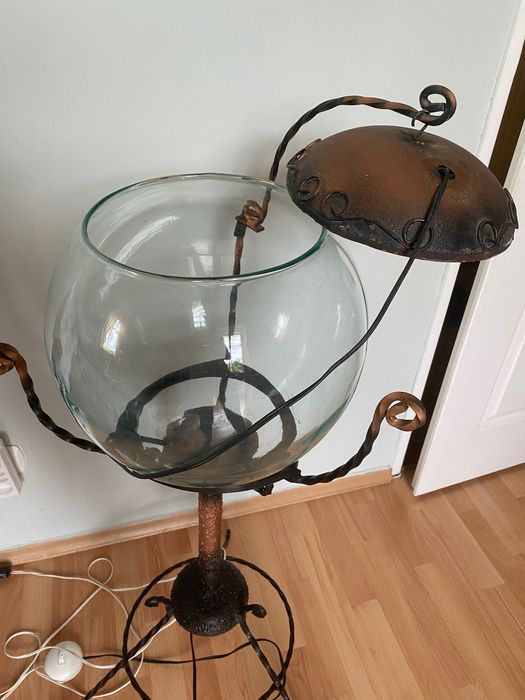 Lampa stojąca z kutego żelaza lata 70-te