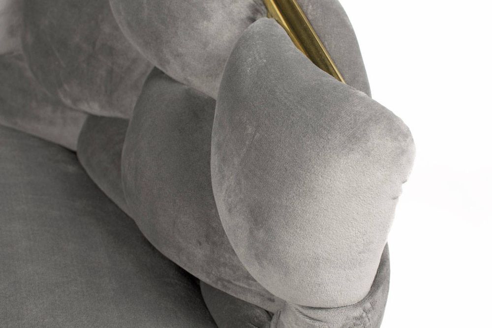 Nowoczesne Krzesło z Oparciem Szare Obicie Welurowe na Złotych Nogach
