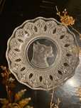 Prato Cão Vidro ponta diamante Vista alegre 19 cm diâmetro Séc XIX