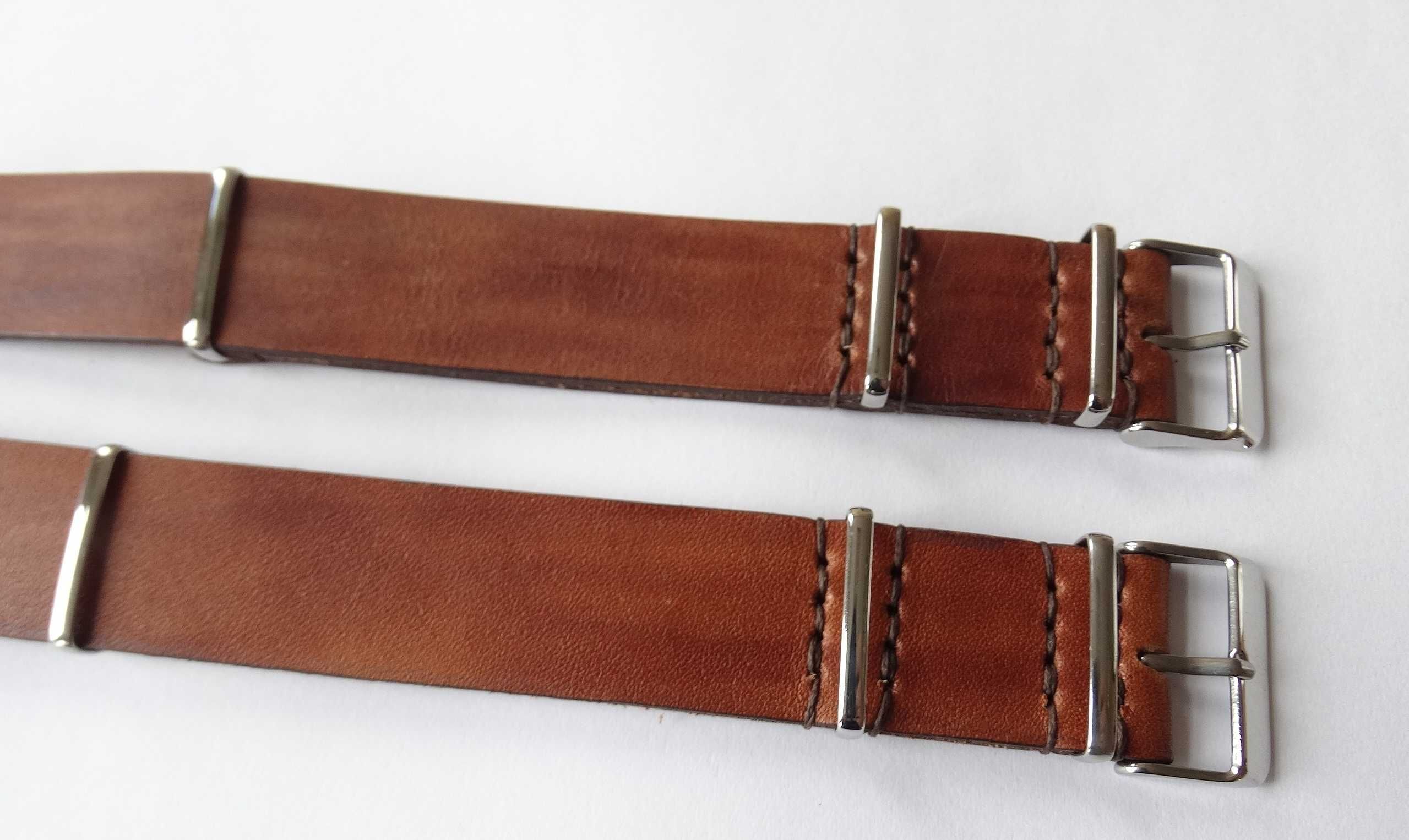 Pasek skórzany do zegarka NATO 22mm brąz hand made polska manufaktura