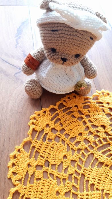 Piękna NOWA Serweta musztardowa średnica 40cm