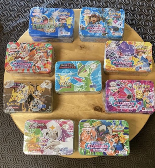 Caixa metal colecao cartas pokemon