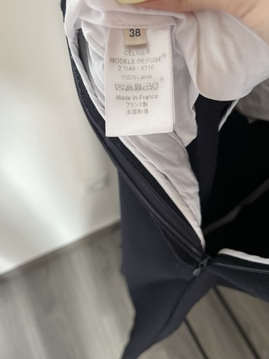 Темно сині вовняні штани класичні прямі брюки céline,