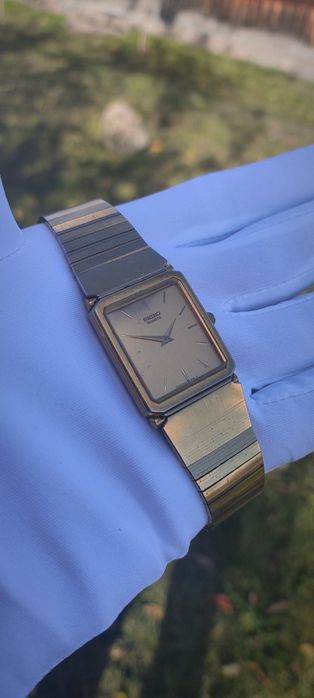 Seiko  TANK Piękna Złota Kostka Vintage Elegancki