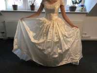 Piękna Wyjątkowa Suknia Ślubna z Francji z koronką ecru r. 36 Jedyna
