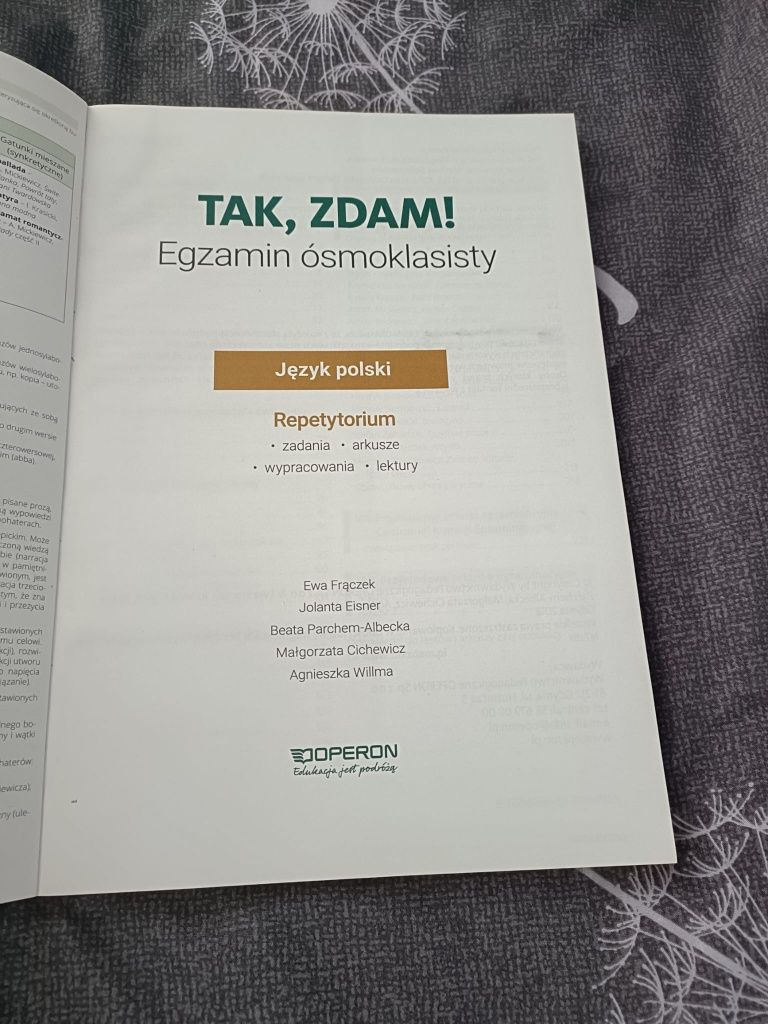 Repetytorium tak zdam egzamin ósmoklasisty język polski operon