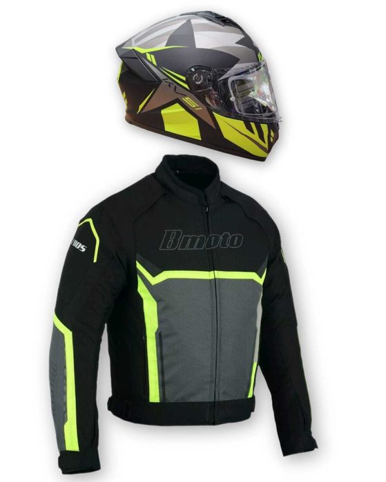 Conjunto casaco jaqueta com proteções capacete mota scooter novo