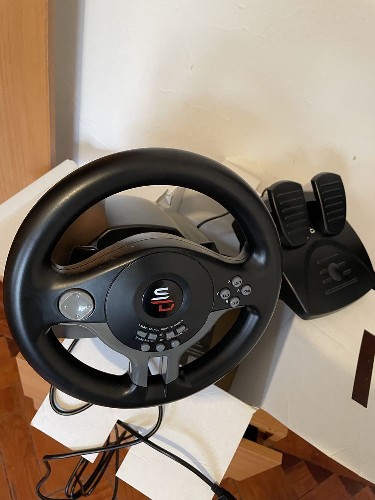 Racing steering wheel with pedals and shift paddles for Nintendo