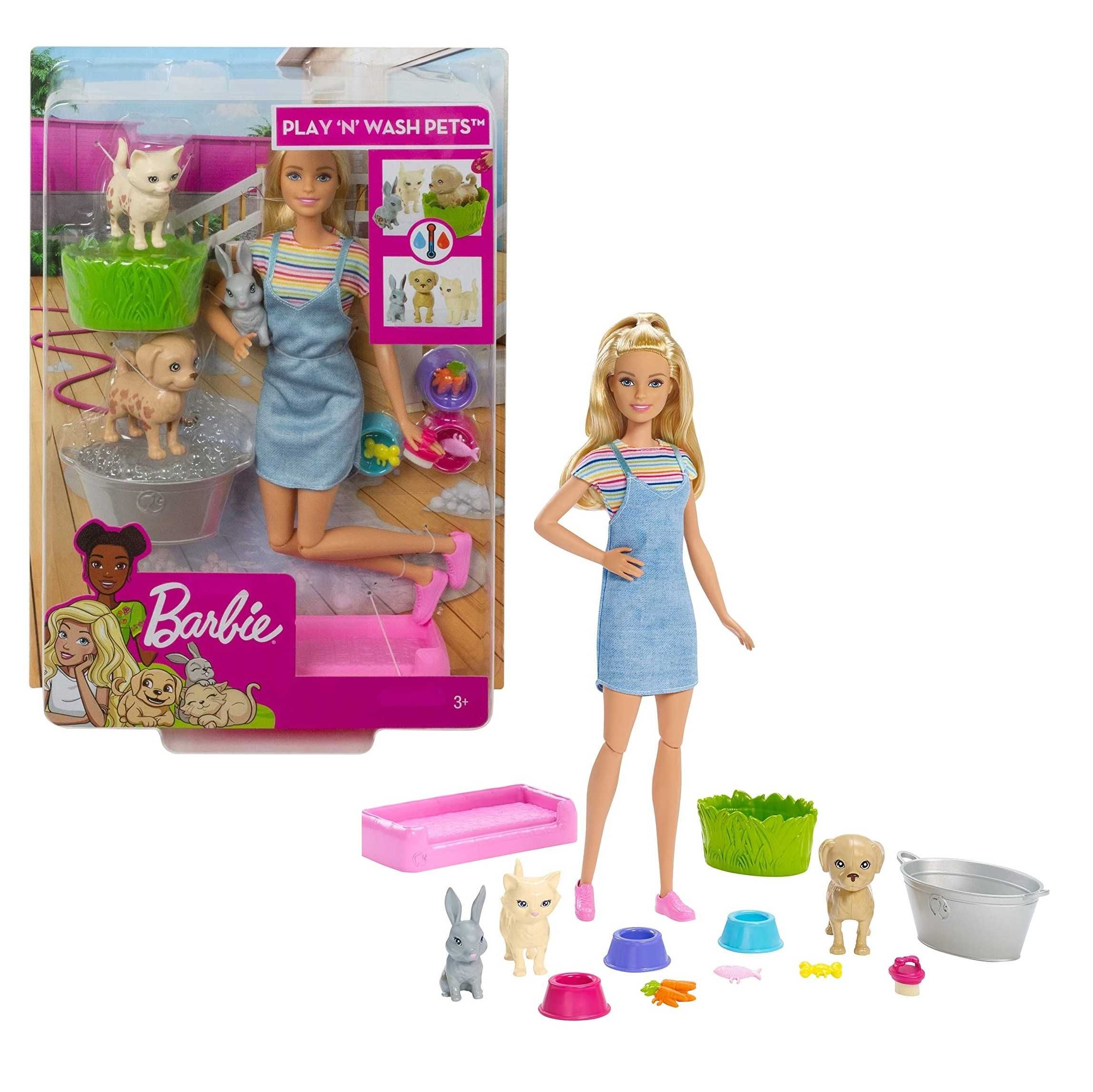 Кукла Барби Купай и играй с животными Barbie Play N Wash Pets