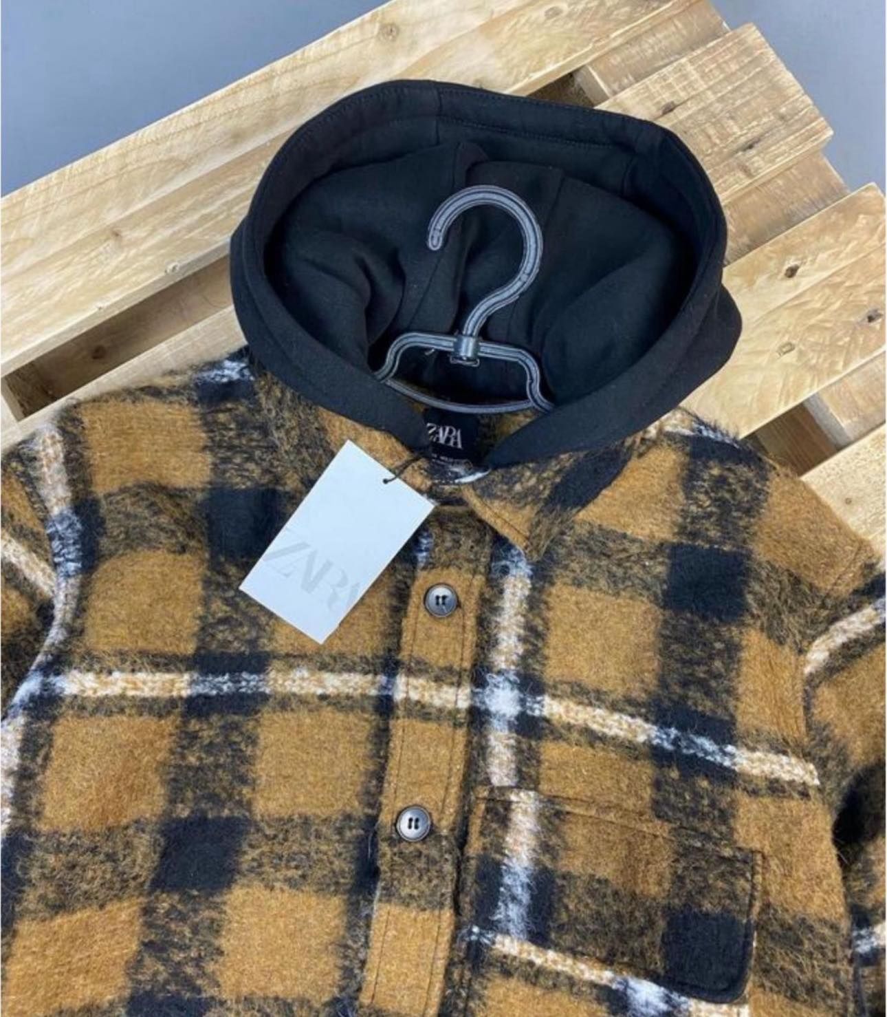 Тепла теплая сорочка рубашка куртка в клетку клеточку клітинку Zara L