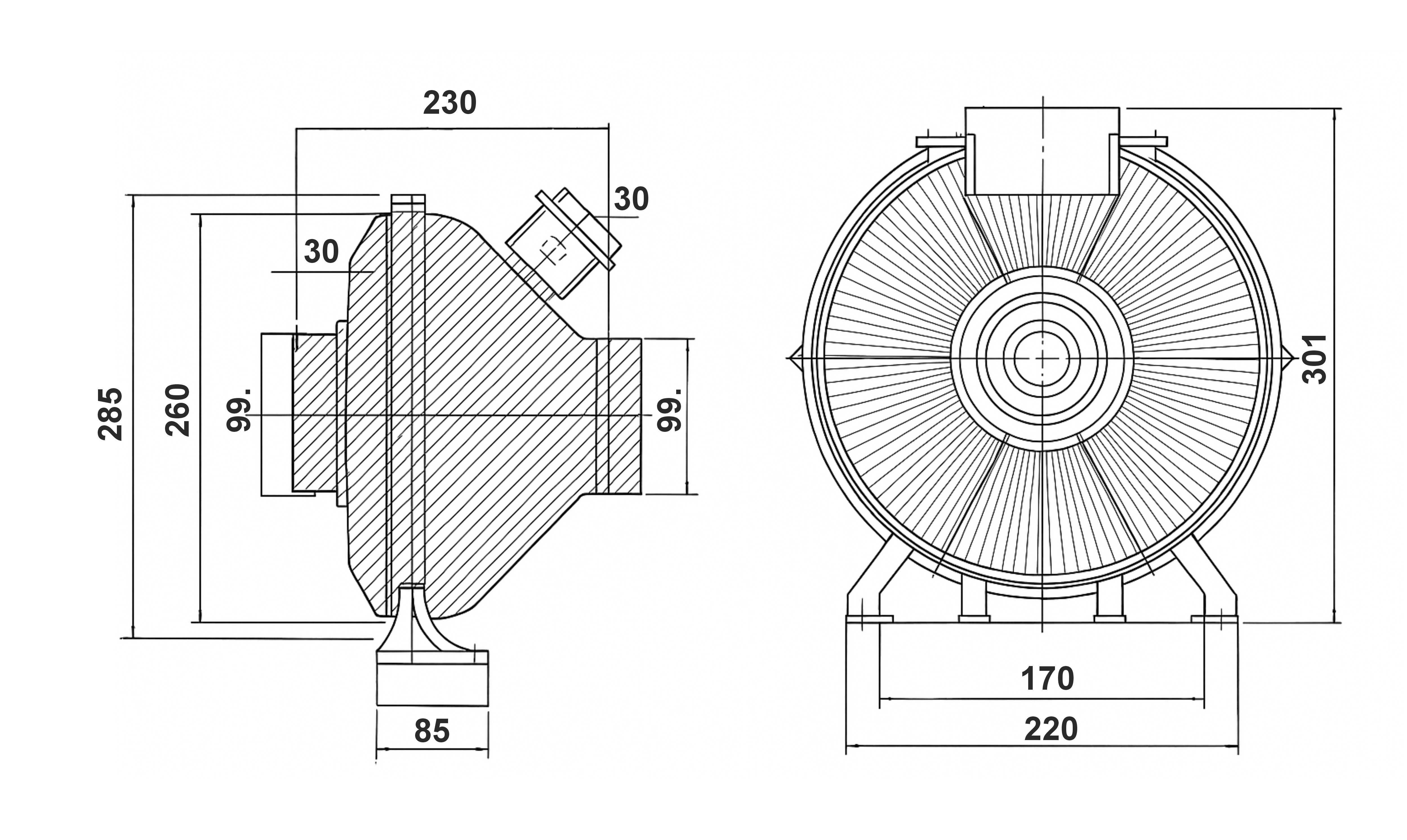 Wentylator kanałowy promieniowy TK-DF-100W do pompowania folii 100 mm