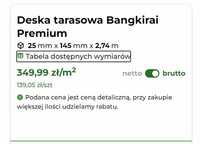 Deska tarasowa Bangkirai 25x145mm, jakość PREMIUM. Mikołów, śląskie.