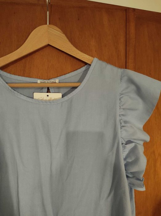Vestido Confortável Azul Bebe