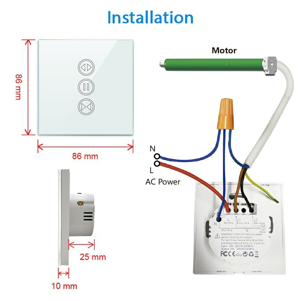 Interruptor para estores elétricos tuya Zigbee