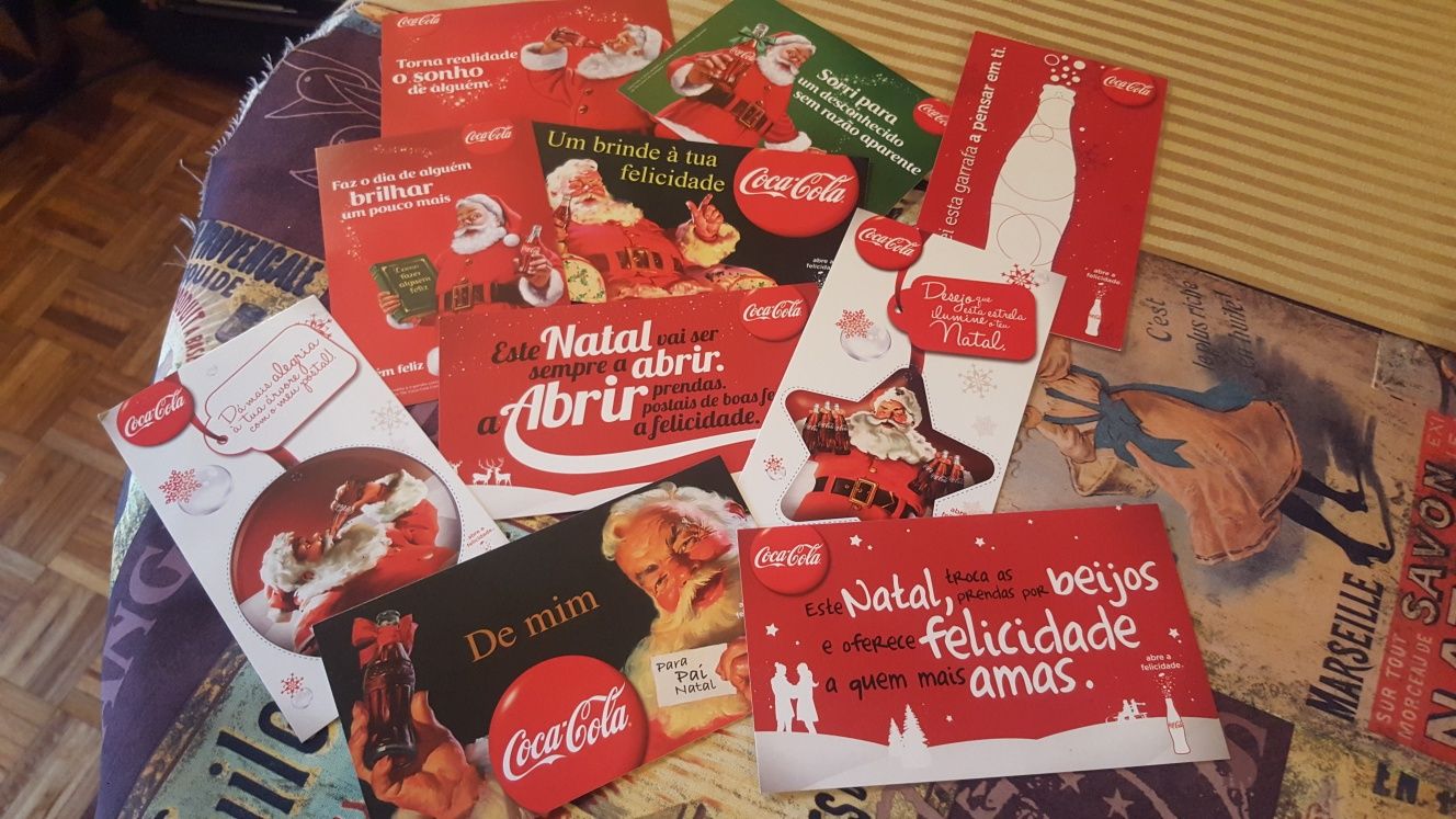 Par de postais de Natal da colecção da coca-cola.