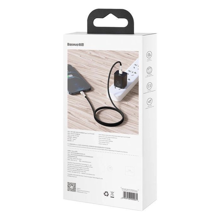 Baseus Cafule Metal Data kabel USB Typ C - Lightning 20W PD 1m czarny